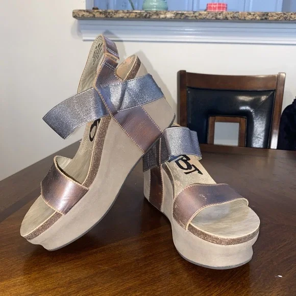 OTBT Sandals Womens 10 M Bushnell Casual Open Toe Wedge Slingback Brown-Neutral - Picture 1 of 13
